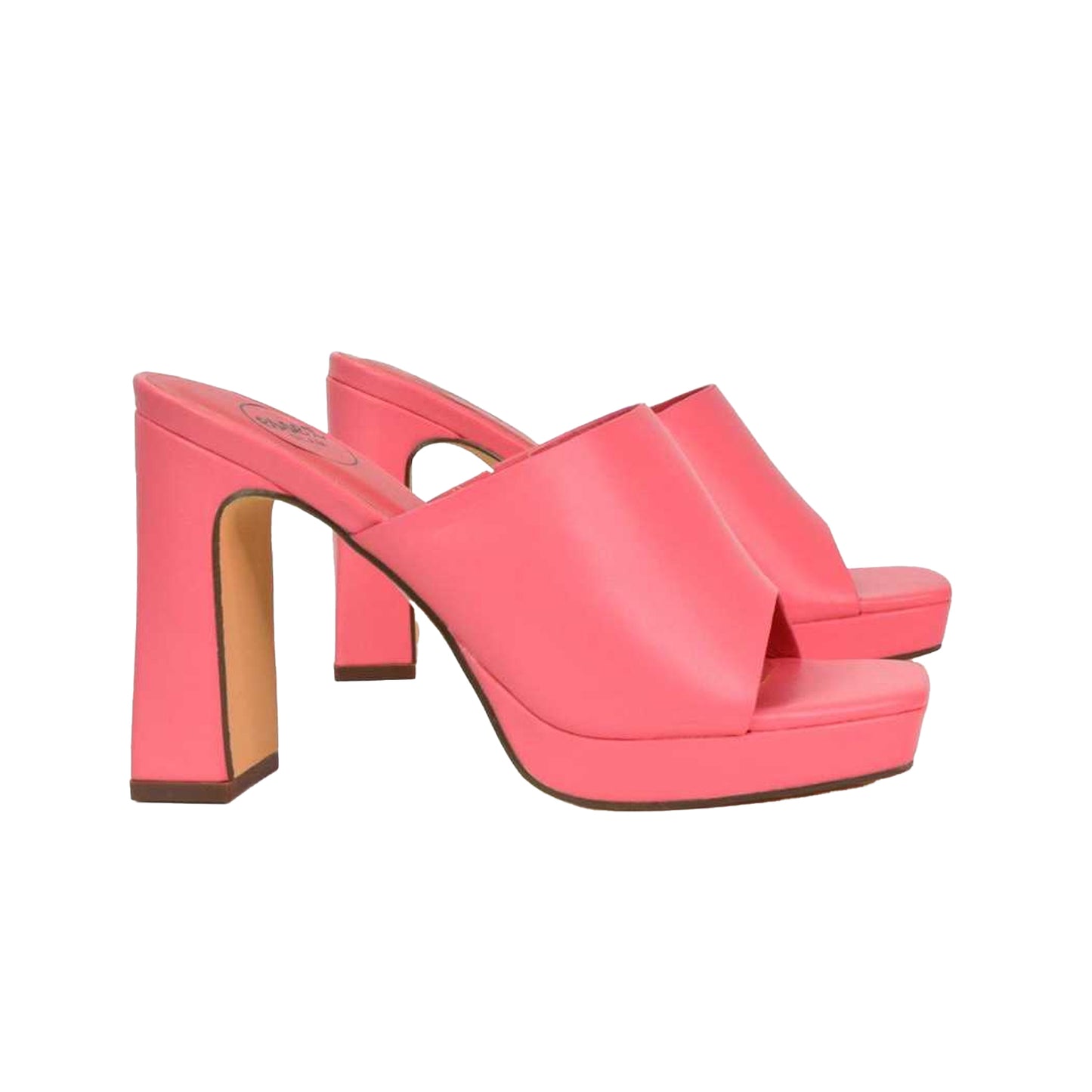Shell Pink - Side - XY London Womens-Ladies Presley High Block Heel Mule Sandals
