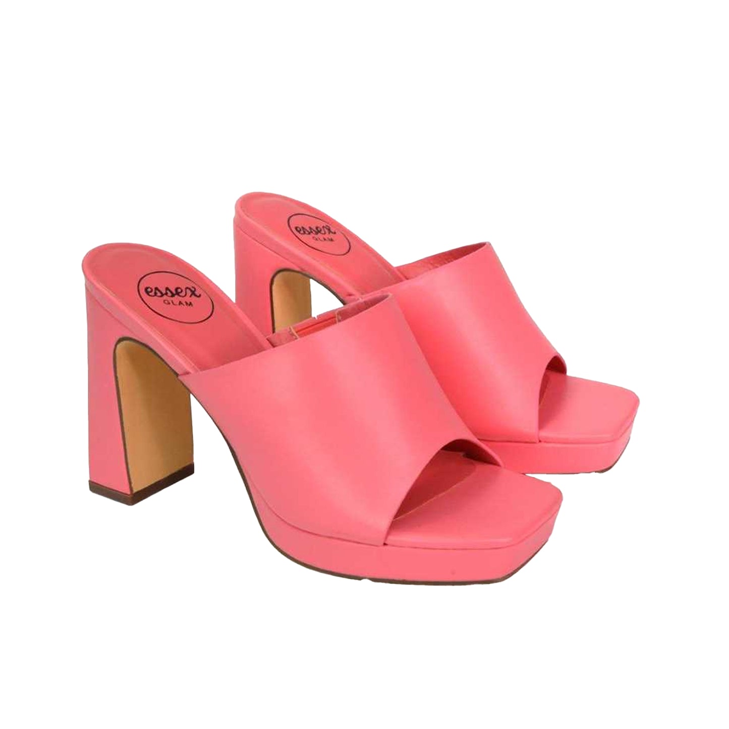 Shell Pink - Pack Shot - XY London Womens-Ladies Presley High Block Heel Mule Sandals