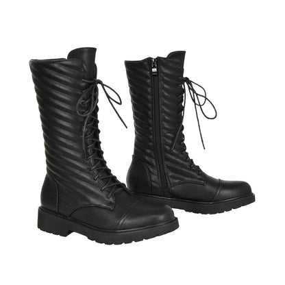 Black - Pack Shot - XY London Womens-Ladies Meadow Flat Combat Boots