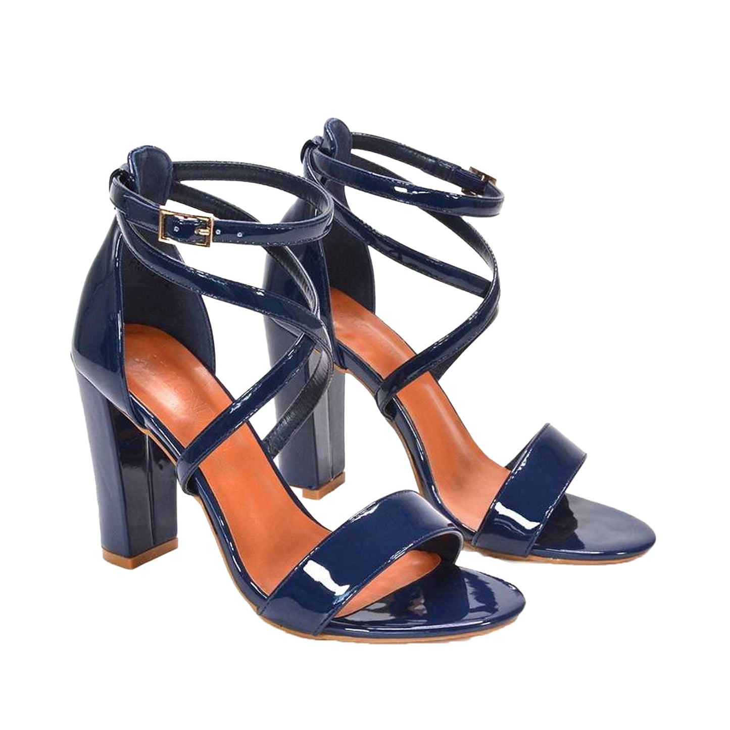 Nude - Close up - XY London Womens-Ladies Briella Strappy High Block Heel Sandals