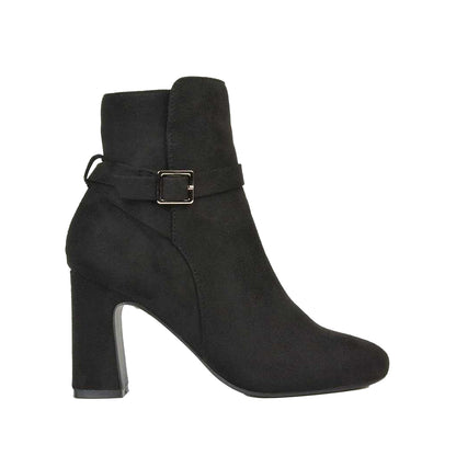 Jet Black - Side - XY London Womens-Ladies Mary Block Heel Ankle Boots