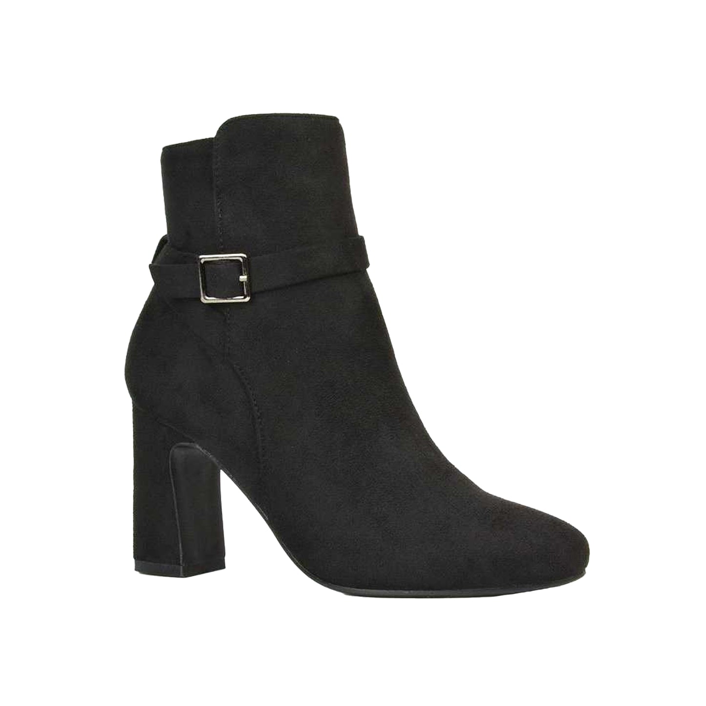 Jet Black - Front - XY London Womens-Ladies Mary Block Heel Ankle Boots