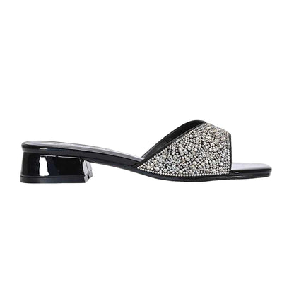 True Black - Side - XY London Womens-Ladies Erica Patent Mules