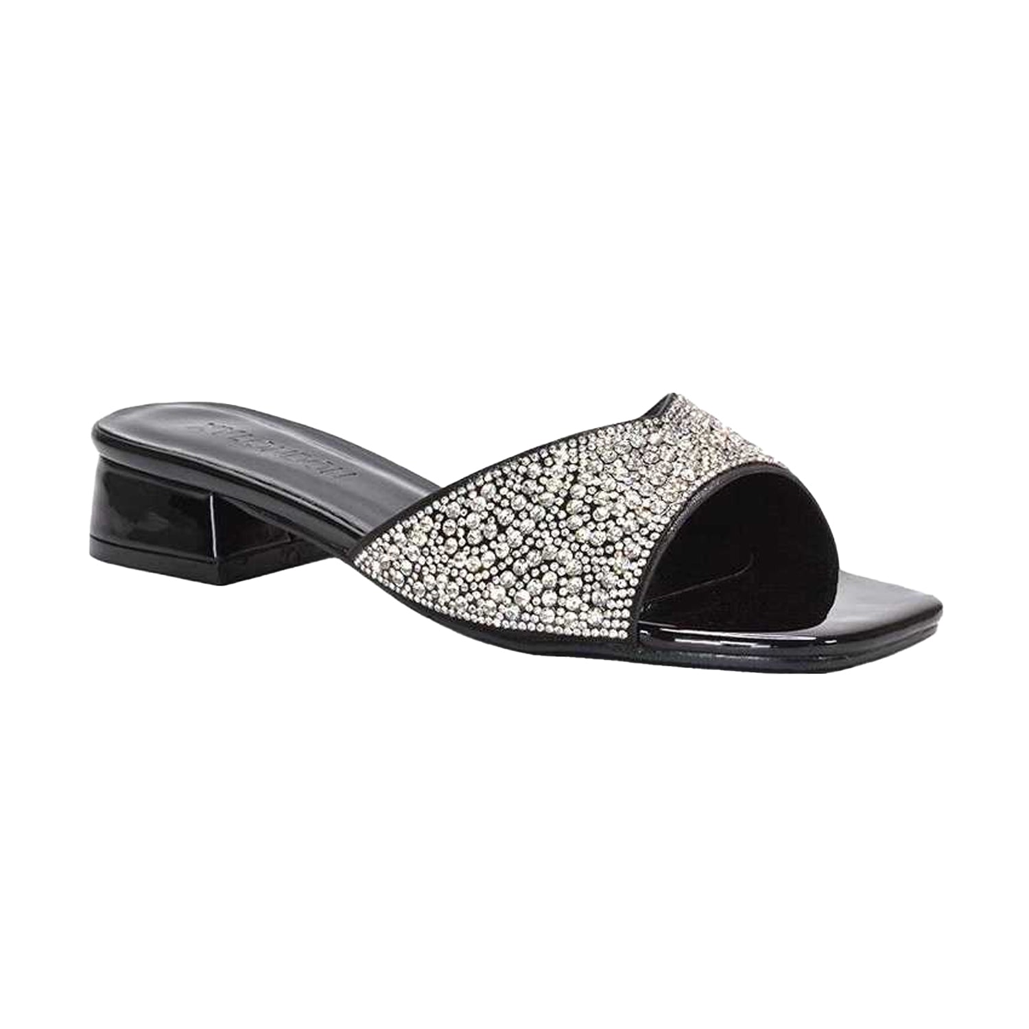 True Black - Front - XY London Womens-Ladies Erica Patent Mules