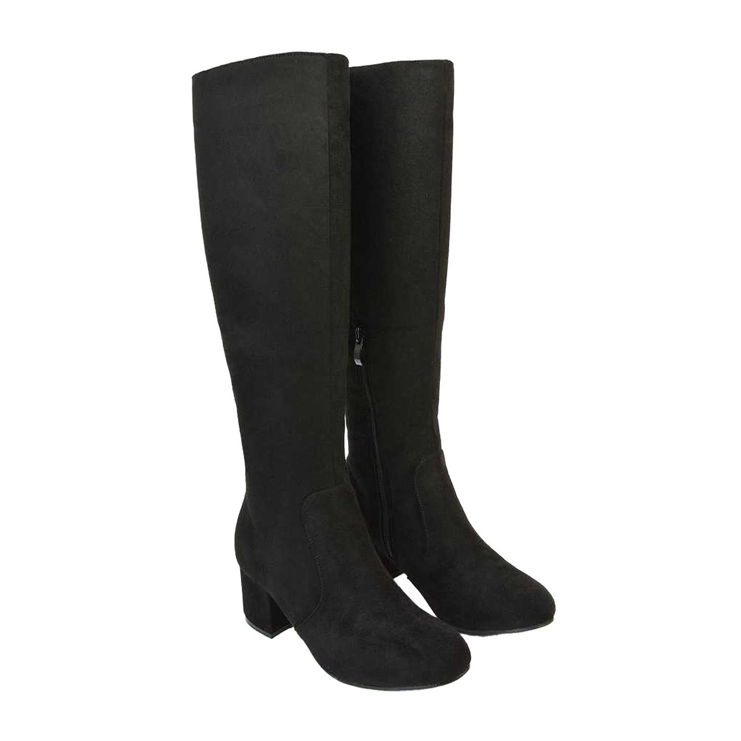 Jet Black - Lifestyle - XY London Womens-Ladies Honey Ankle Zips Mid Block Heel Knee-High Boots