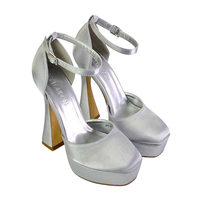 Silver - Front - XY London Womens-Ladies Leonardo High Heel Court Shoes