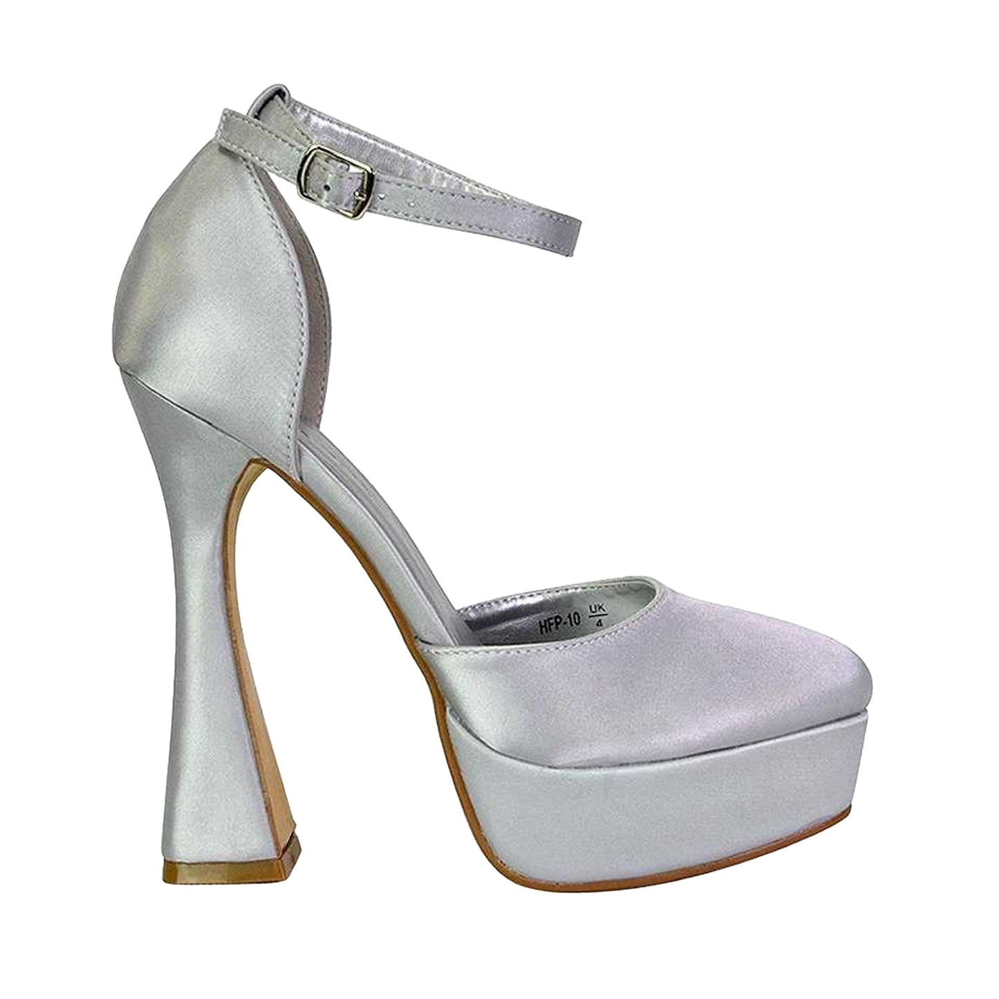 Silver - Side - XY London Womens-Ladies Leonardo High Heel Court Shoes