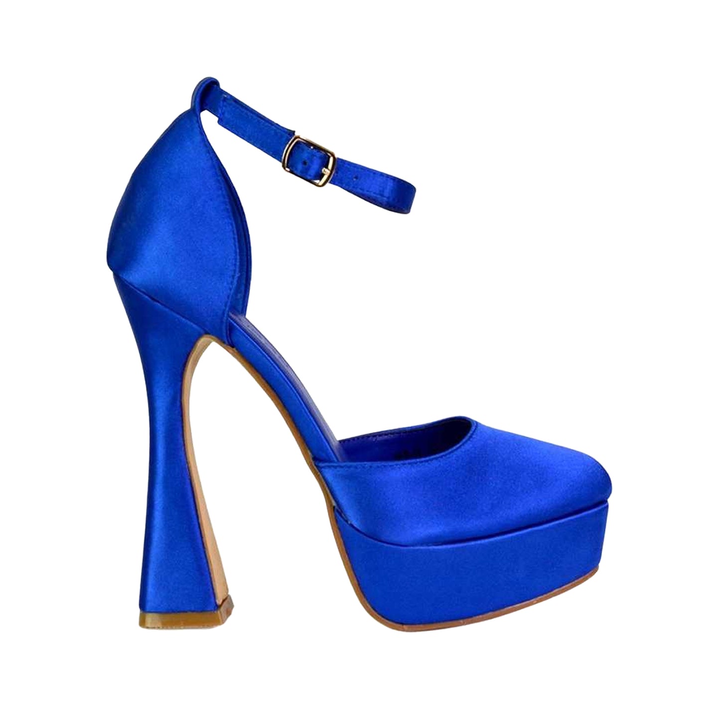 Blue - Side - XY London Womens-Ladies Leonardo High Heel Court Shoes