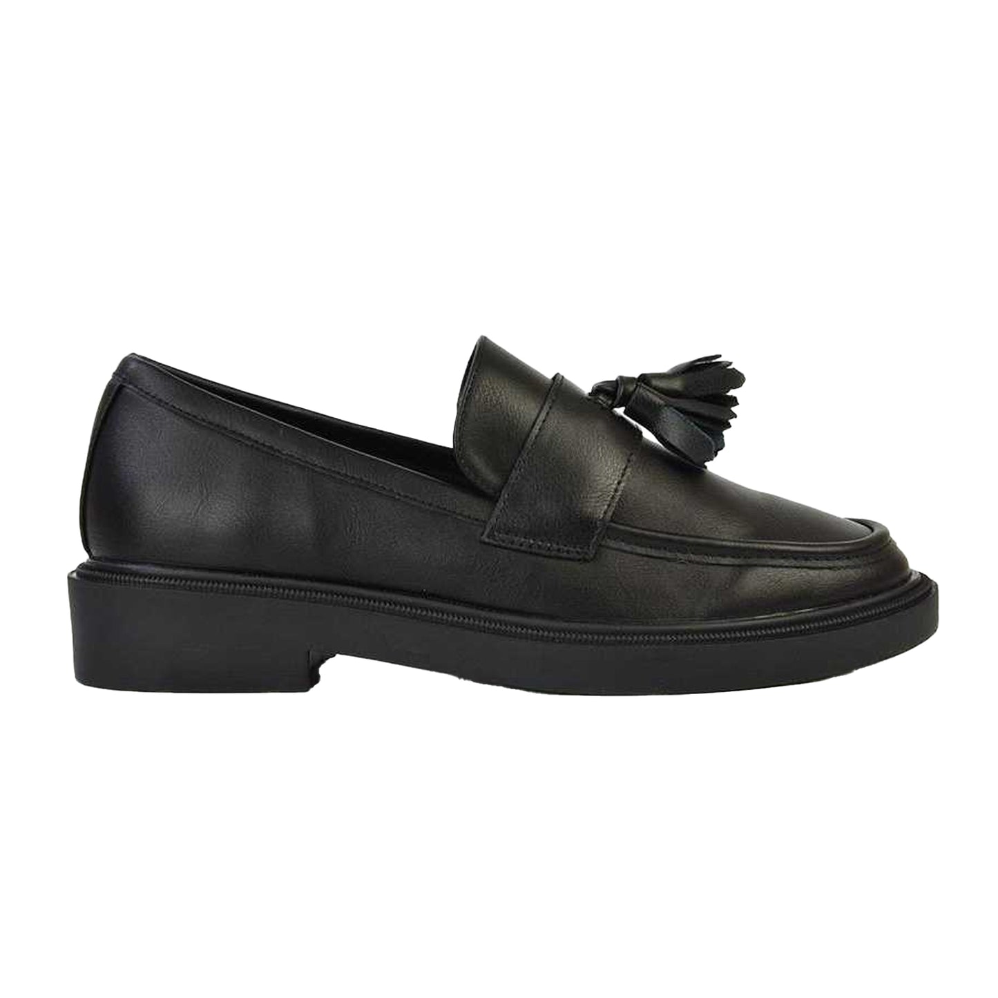 Black - Side - XY London Womens-Ladies Alida Tassel Chunky Flat Loafers