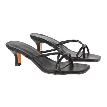 Black - Front - XY London Womens-Ladies Dream Kitten Heel Mules