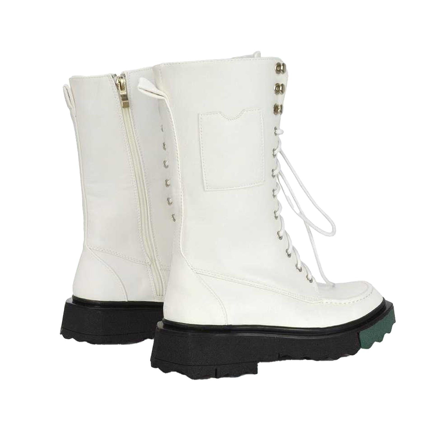 White - Back - XY London Womens-Ladies Blakely Biker Ankle Boots