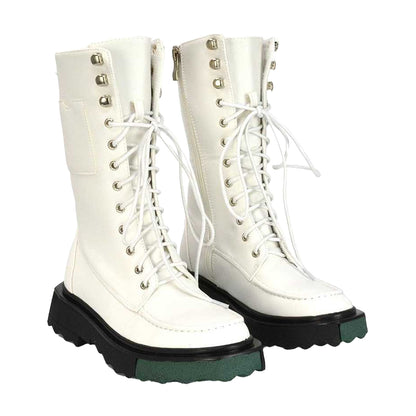 White - Front - XY London Womens-Ladies Blakely Biker Ankle Boots