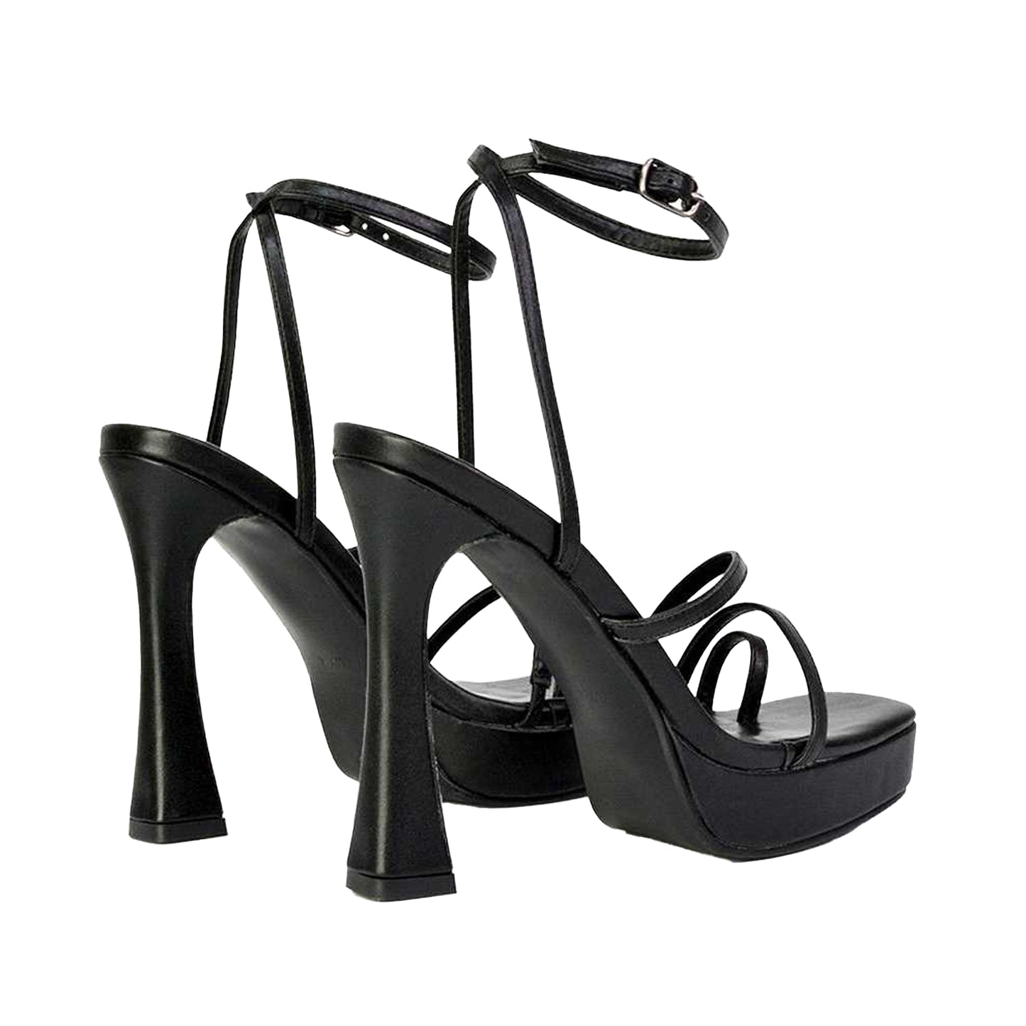 Black - Back - XY London Womens-Ladies Tessie Platform High Heel Sandals