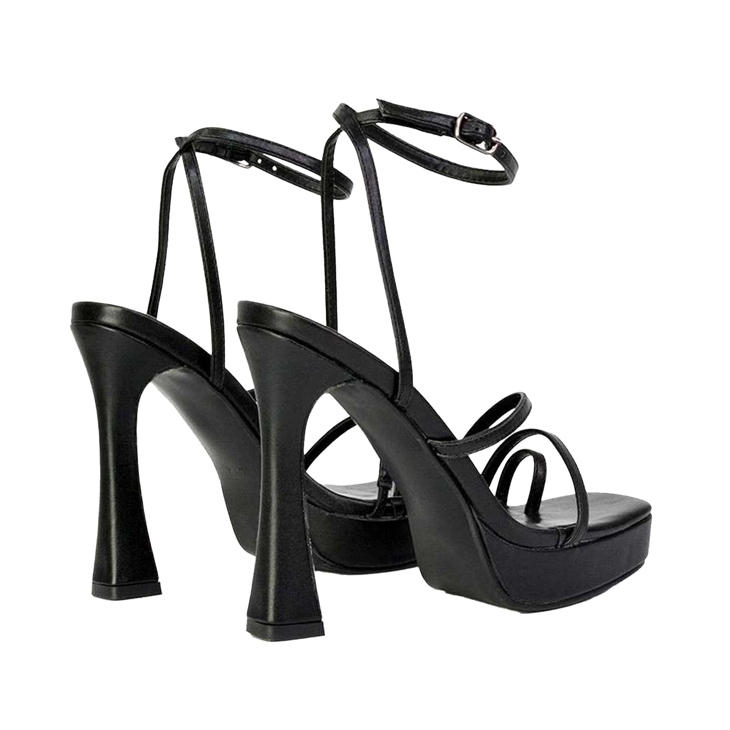 Black - Back - XY London Womens-Ladies Tessie Platform High Heel Sandals