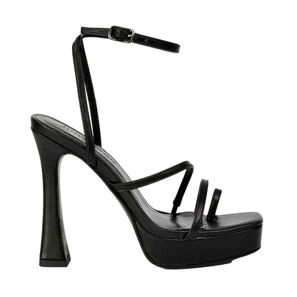 Black - Side - XY London Womens-Ladies Tessie Platform High Heel Sandals