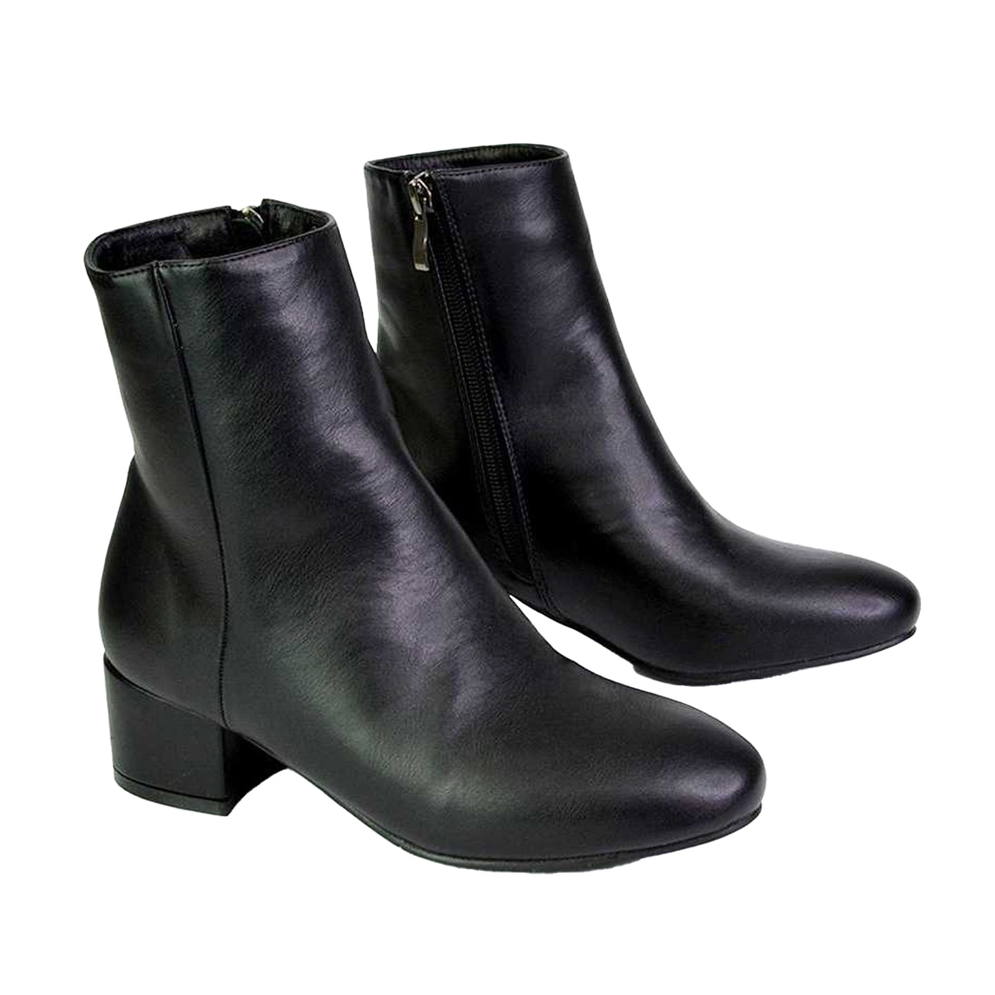 Black - Pack Shot - XY London Womens-Ladies Nolan Medium Block Heel Ankle Boots