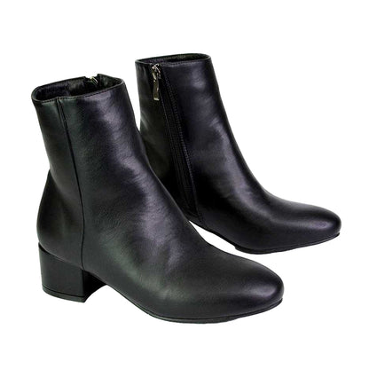 Black - Pack Shot - XY London Womens-Ladies Nolan Medium Block Heel Ankle Boots