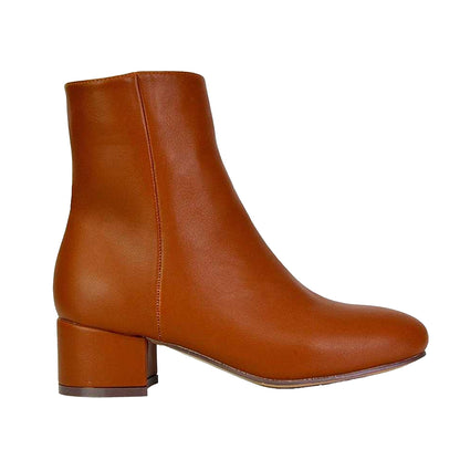 Tan - Side - XY London Womens-Ladies Nolan Medium Block Heel Ankle Boots