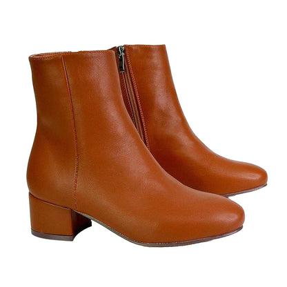 Tan - Lifestyle - XY London Womens-Ladies Nolan Medium Block Heel Ankle Boots
