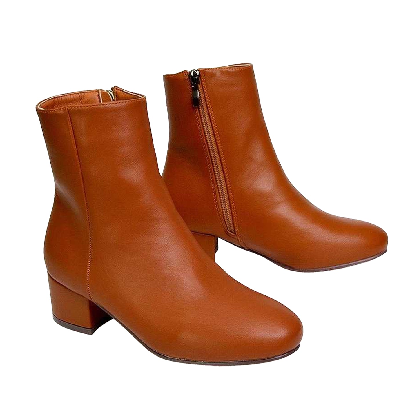 Tan - Pack Shot - XY London Womens-Ladies Nolan Medium Block Heel Ankle Boots