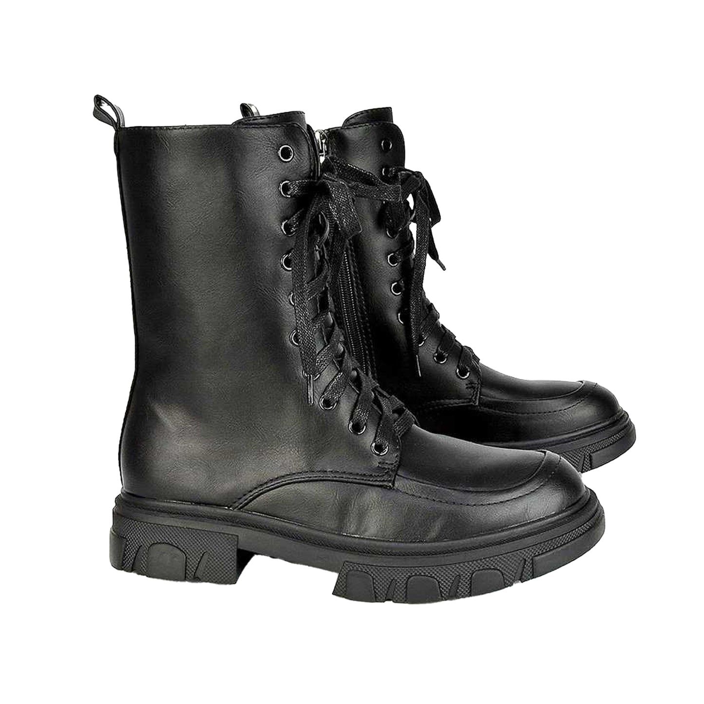 Black - Side - XY London Womens-Ladies Myra Biker Boots