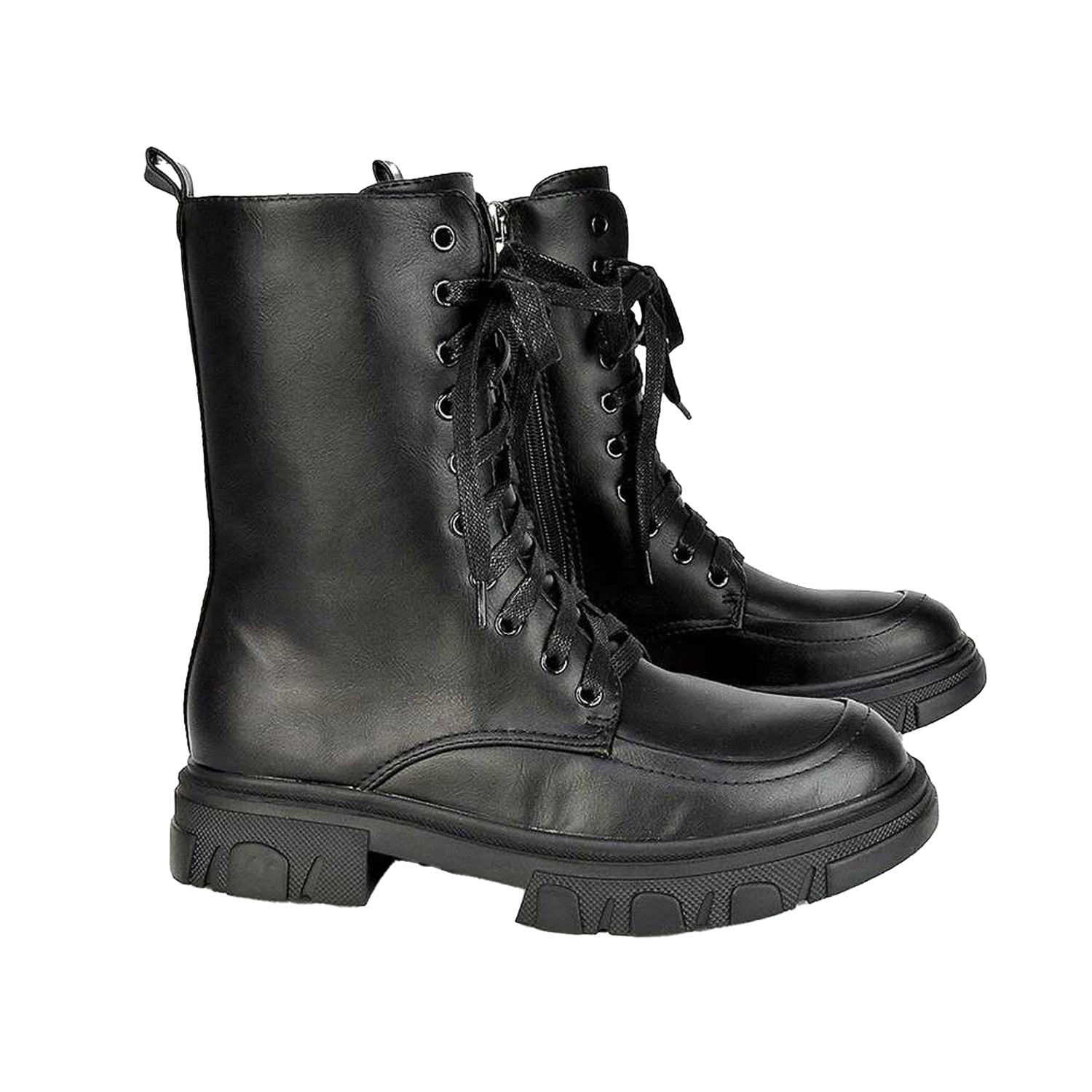 Black - Side - XY London Womens-Ladies Myra Biker Boots