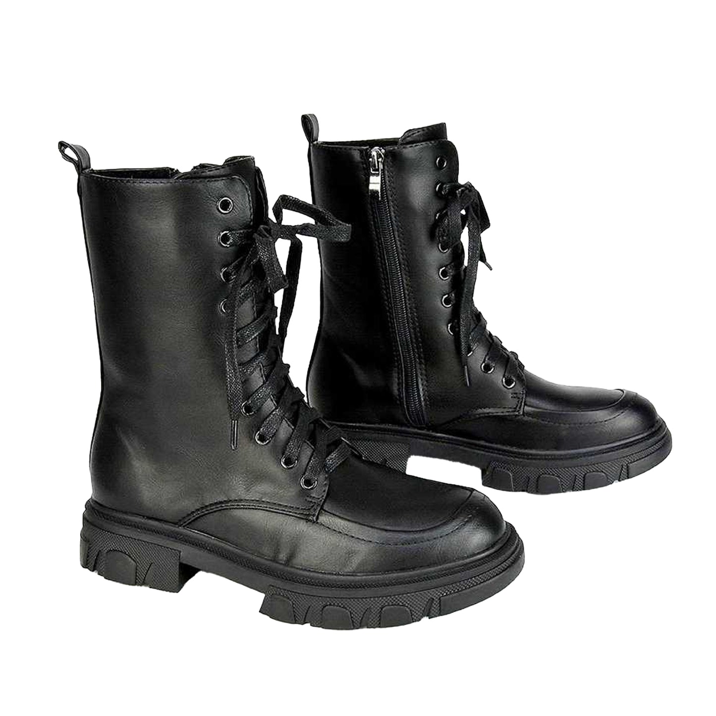 Black - Pack Shot - XY London Womens-Ladies Myra Biker Boots