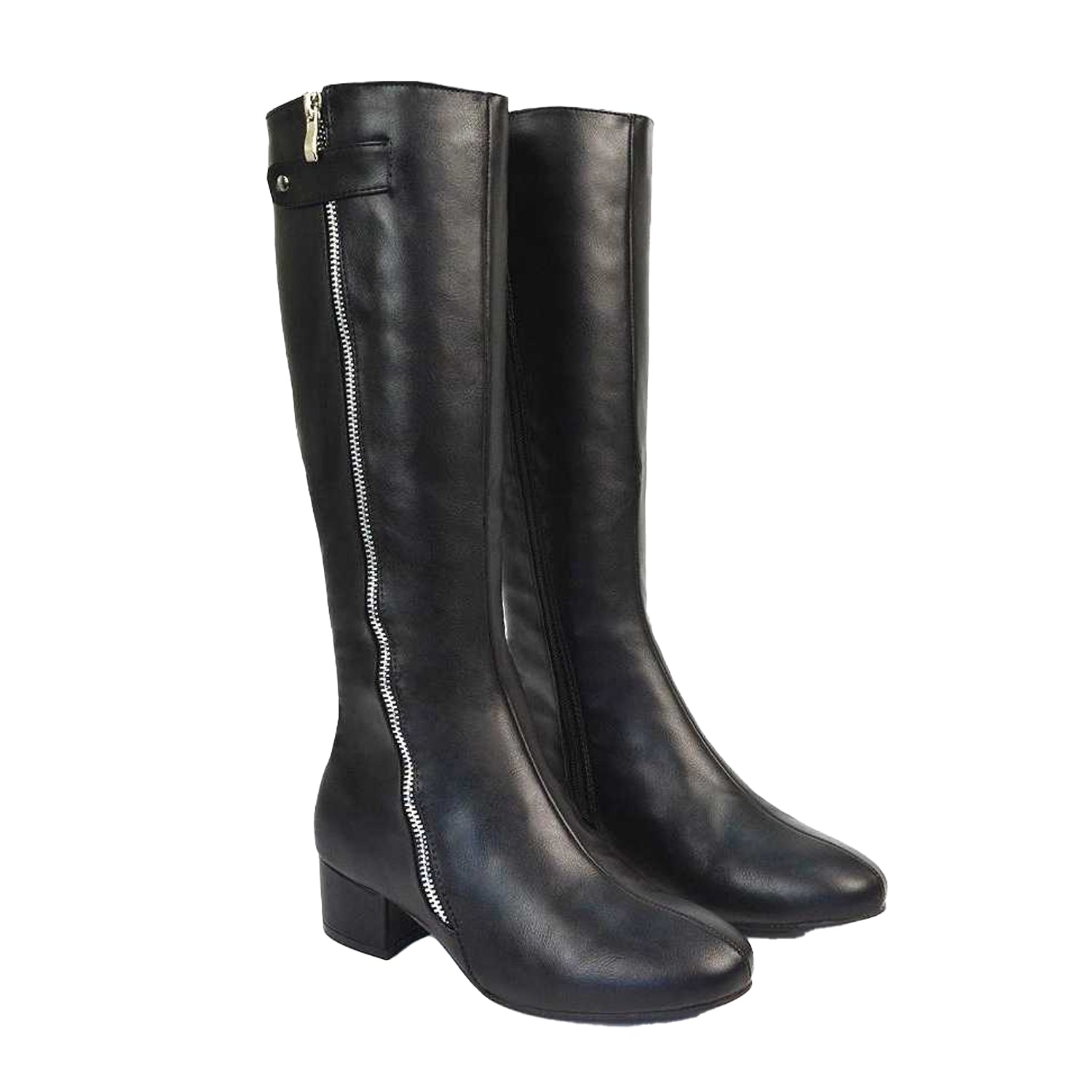 Black - Lifestyle - XY London Womens-Ladies Darcy Knee-High Low Block Heel Boots
