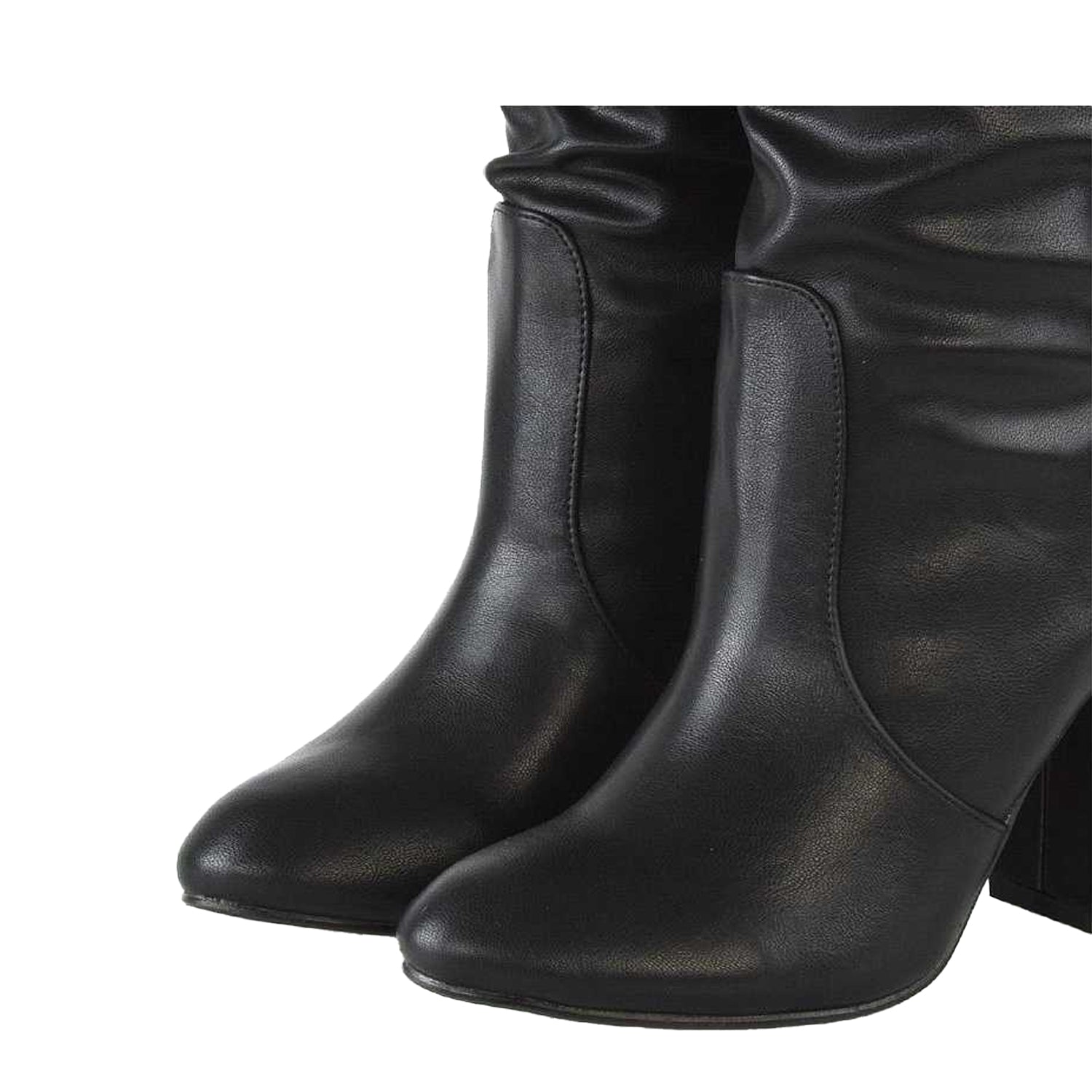 Black - Lifestyle - XY London Womens-Ladies Belle Ruched Mid Calf Boots
