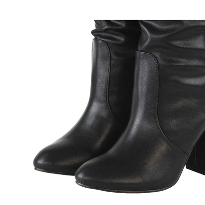Black - Lifestyle - XY London Womens-Ladies Belle Ruched Mid Calf Boots