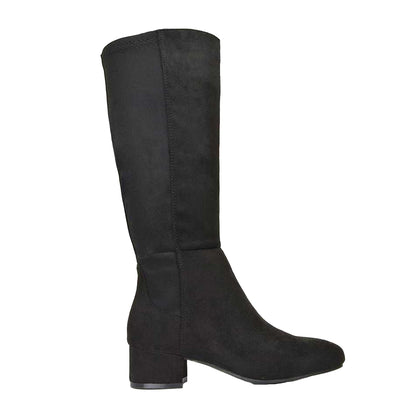 Jet Black - Side - XY London Womens-Ladies Hannah Zip Low Block Heel Boots