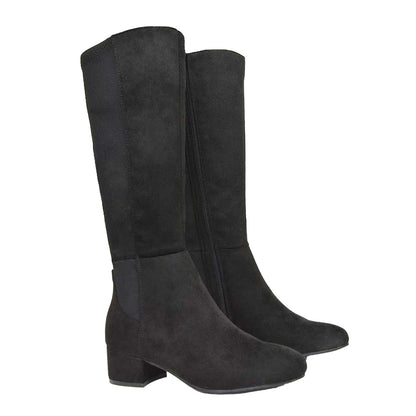 Jet Black - Pack Shot - XY London Womens-Ladies Hannah Zip Low Block Heel Boots