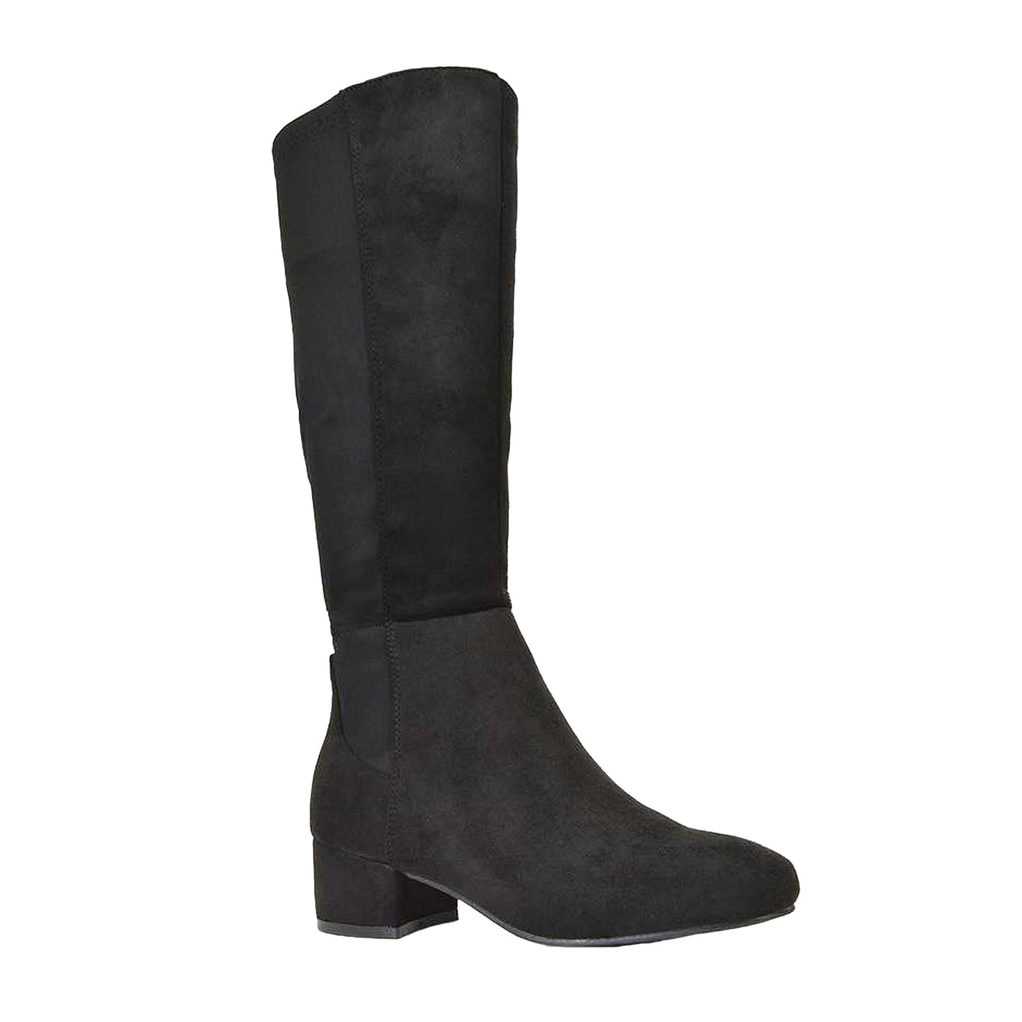 Jet Black - Front - XY London Womens-Ladies Hannah Zip Low Block Heel Boots