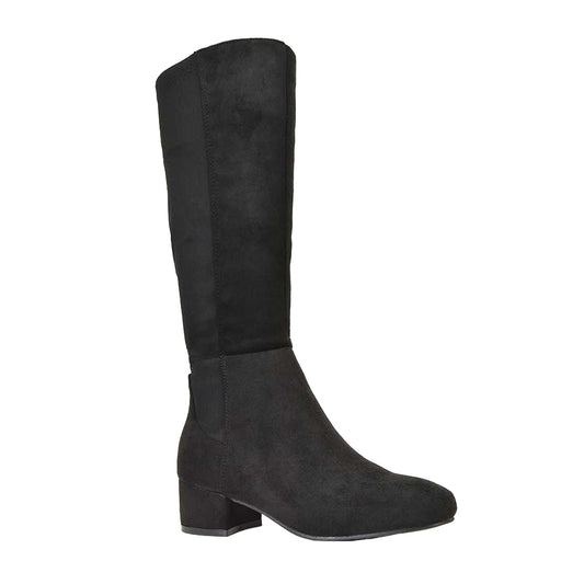 Jet Black - Front - XY London Womens-Ladies Hannah Zip Low Block Heel Boots