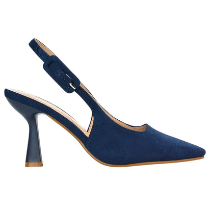 Navy - Side - XY London Womens-Ladies Betty Stiletto Heel High Heels