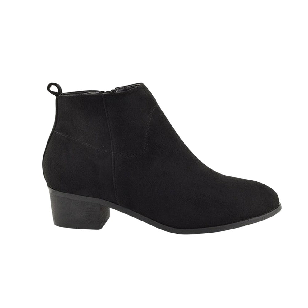 Jet Black - Side - XY London Womens-Ladies Melodie Zip Low Block Heel Cowboy Boots