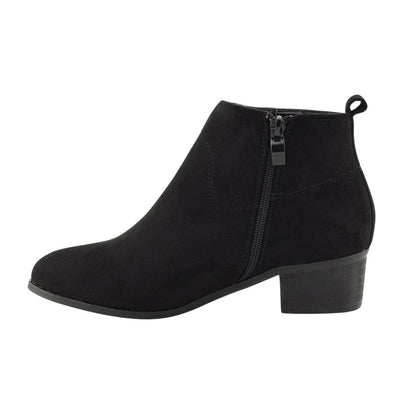 Jet Black - Lifestyle - XY London Womens-Ladies Melodie Zip Low Block Heel Cowboy Boots