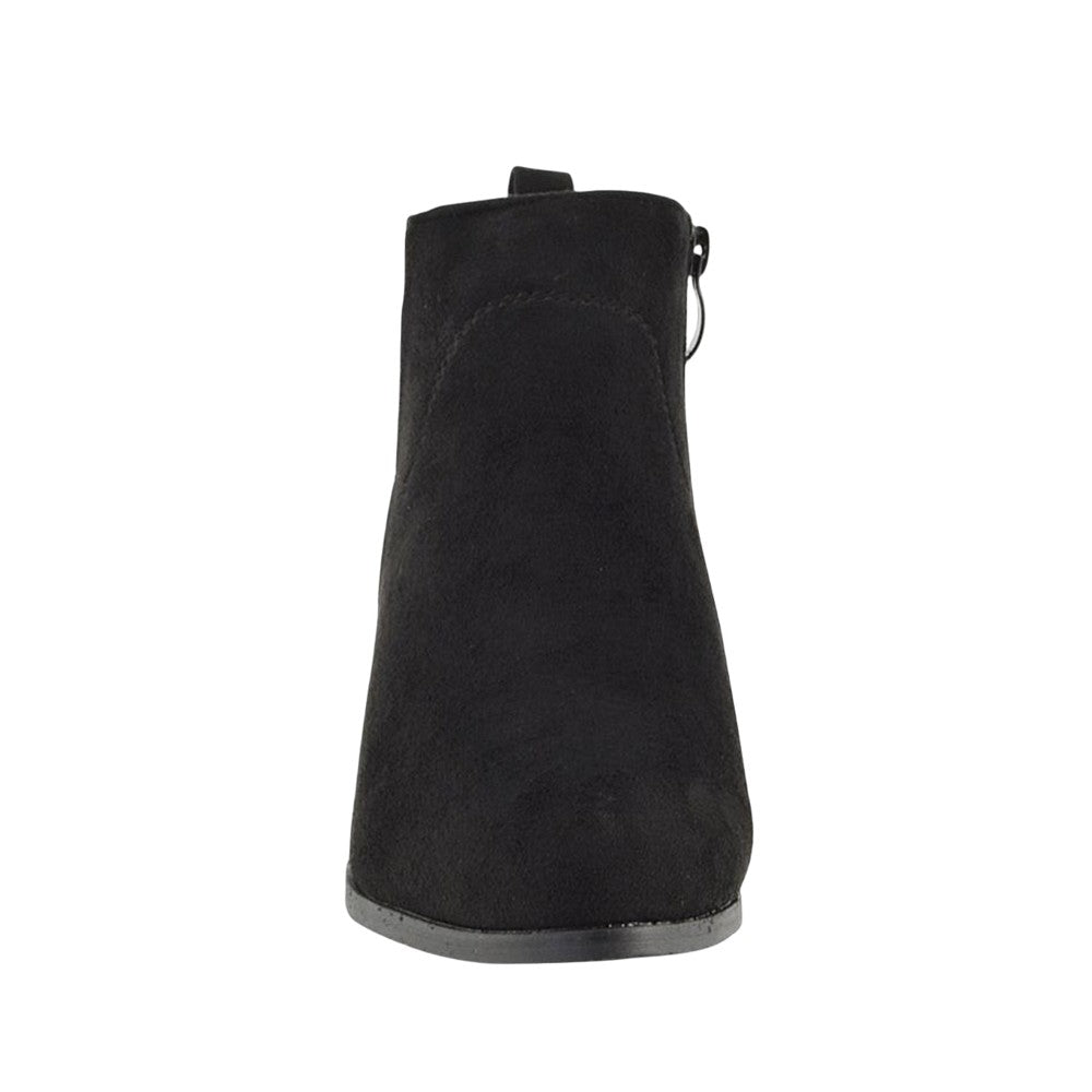 Jet Black - Pack Shot - XY London Womens-Ladies Melodie Zip Low Block Heel Cowboy Boots