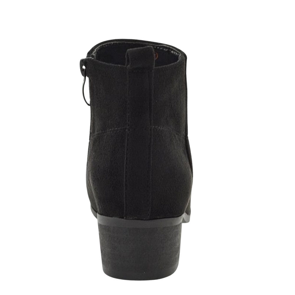 Jet Black - Back - XY London Womens-Ladies Melodie Zip Low Block Heel Cowboy Boots