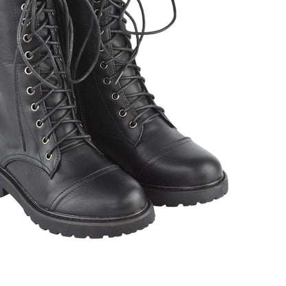 Black - Pack Shot - XY London Womens-Ladies Mulan Chunky Lace Up Knee-High Boots