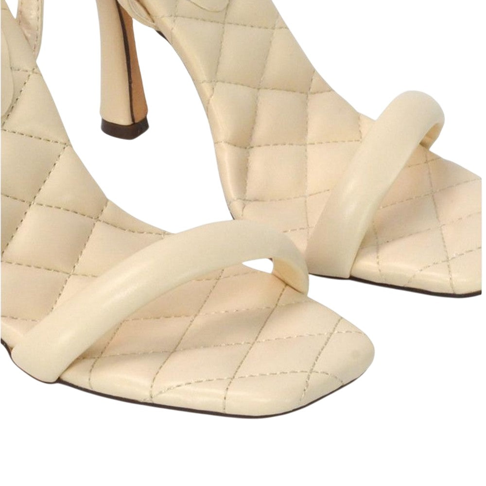 Nude - Side - XY London Womens-Ladies Ryna Quilted High Heel Sandals