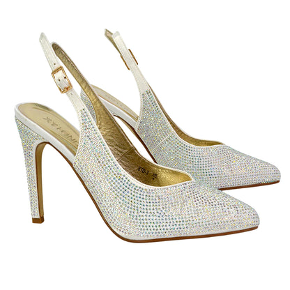 Ivory - Lifestyle - XY London Womens-Ladies Divine Diamante Pointed High Heels