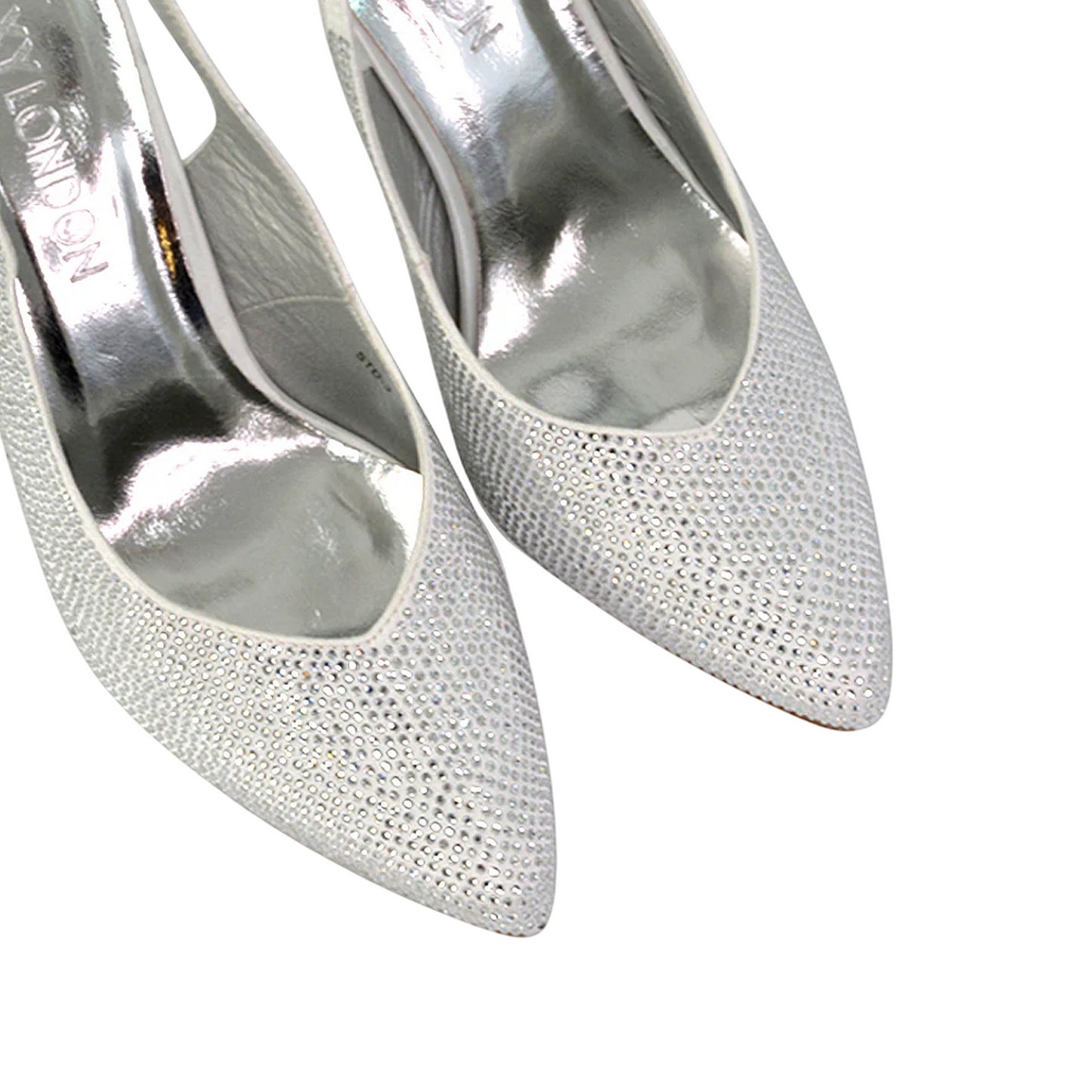 White - Pack Shot - XY London Womens-Ladies Divine Diamante Pointed High Heels