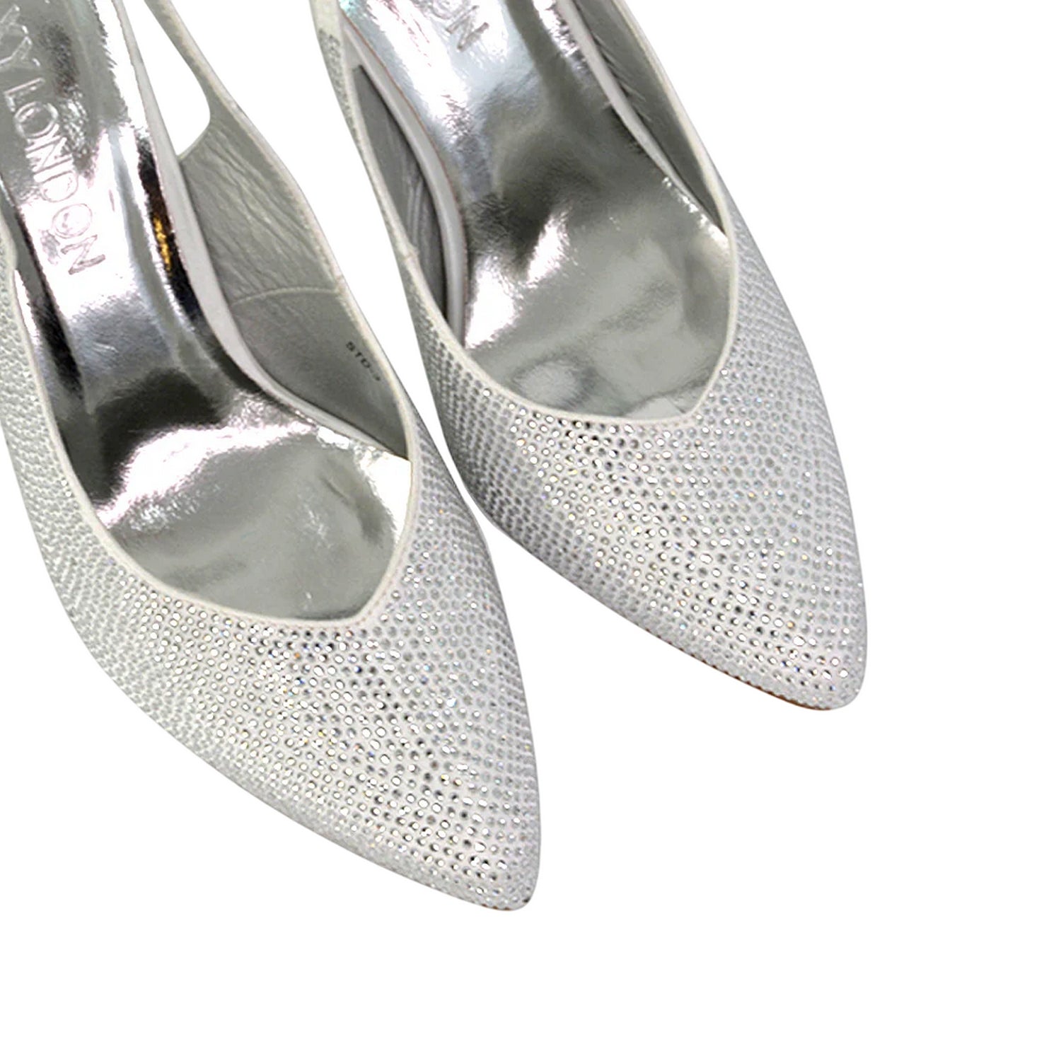 White - Pack Shot - XY London Womens-Ladies Divine Diamante Pointed High Heels