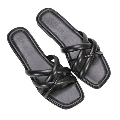 Black - Lifestyle - XY London Womens-Ladies Fiona Strappy Open Toe Sliders