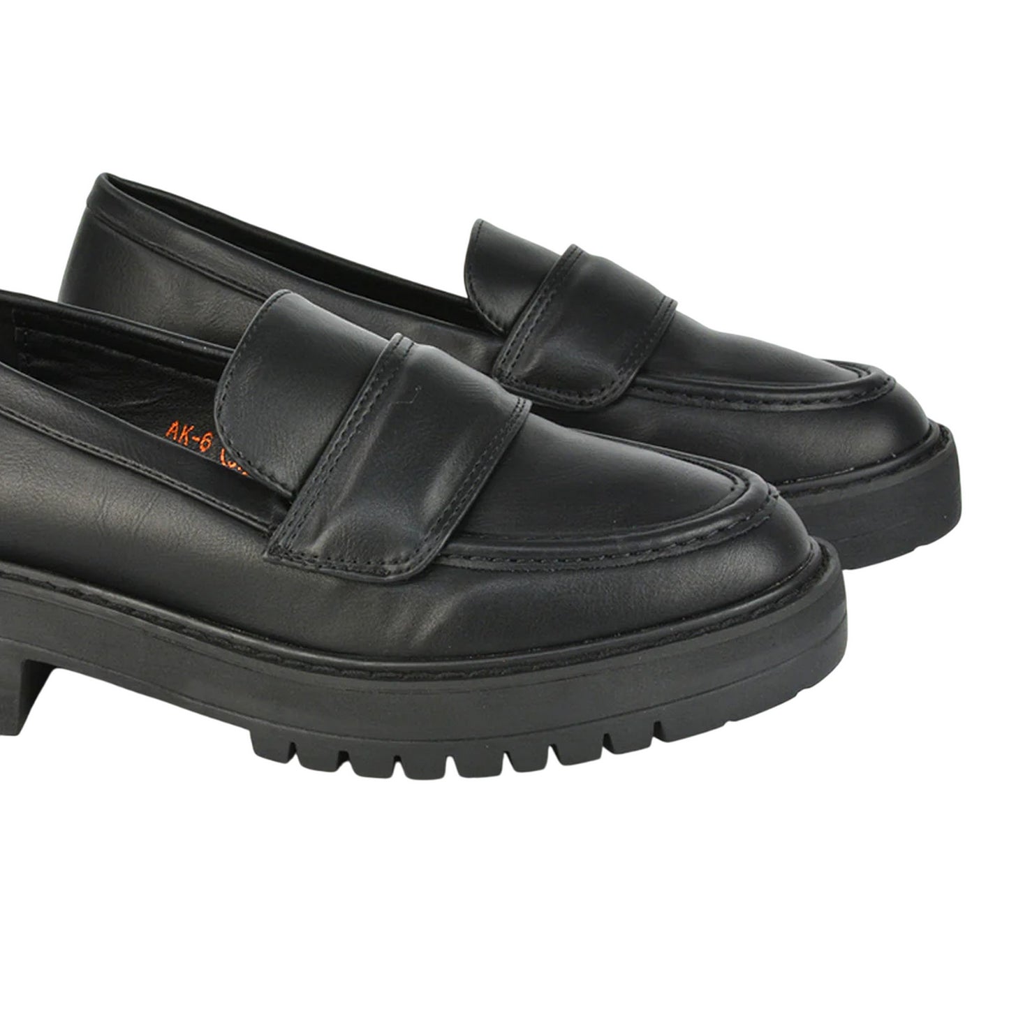 Black - Lifestyle - XY London Womens-Ladies Kourtney Chunky Sole Slip-on Flat Loafers