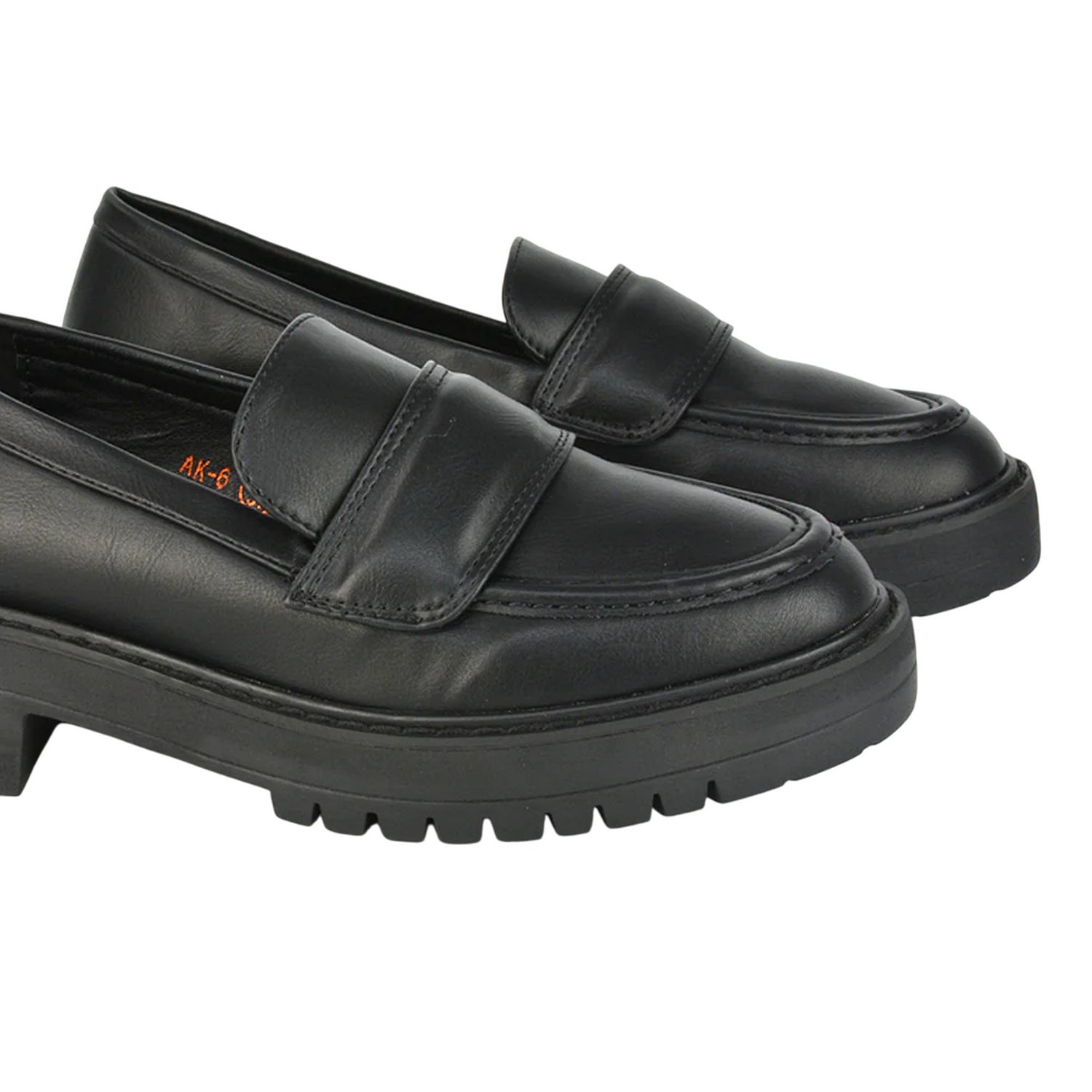 Black - Lifestyle - XY London Womens-Ladies Kourtney Chunky Sole Slip-on Flat Loafers
