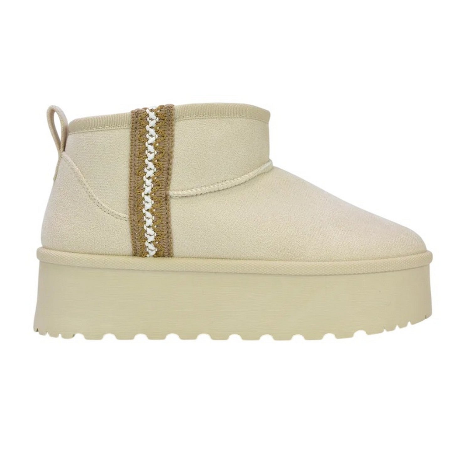 Cream - Side - XY London Womens-Ladies Thea Aztec Ankle Boots