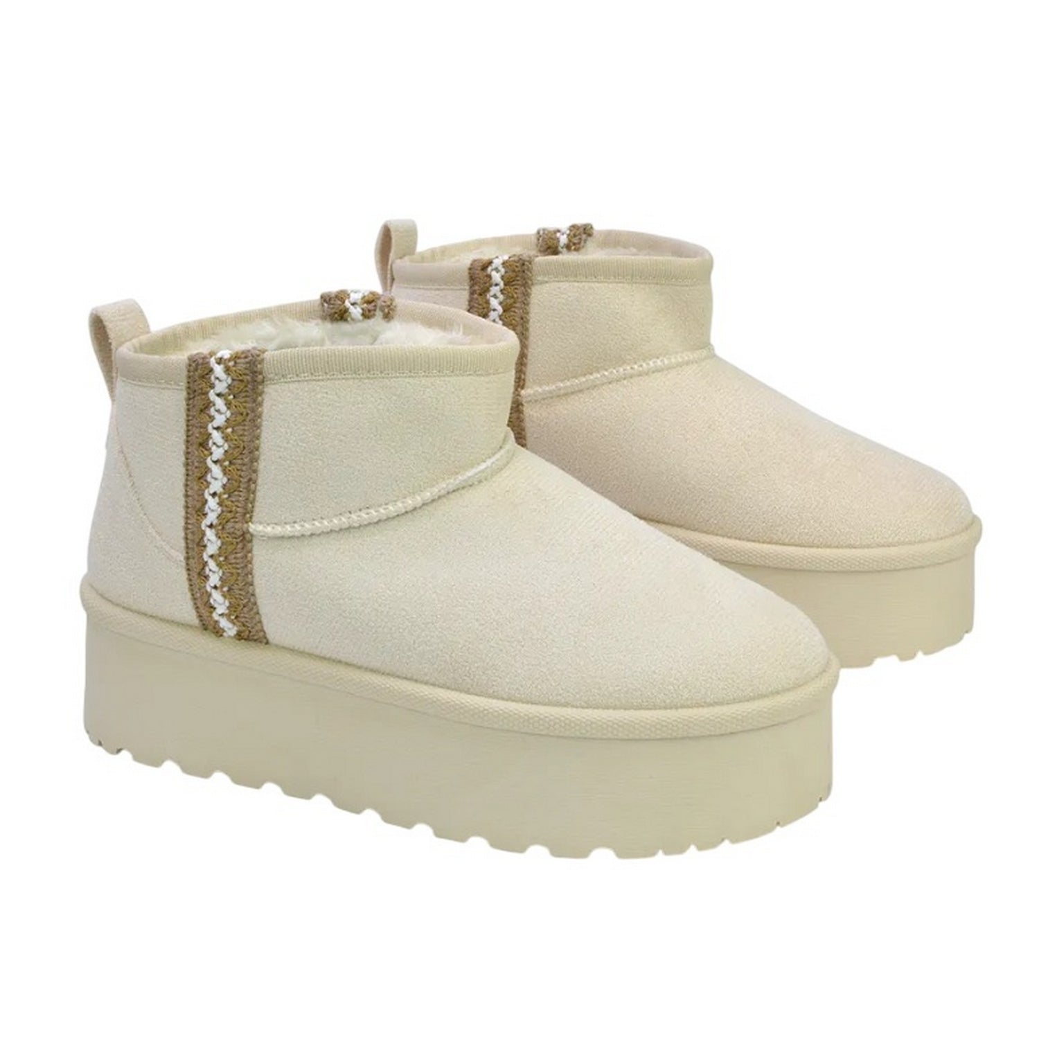 Cream - Front - XY London Womens-Ladies Thea Aztec Ankle Boots