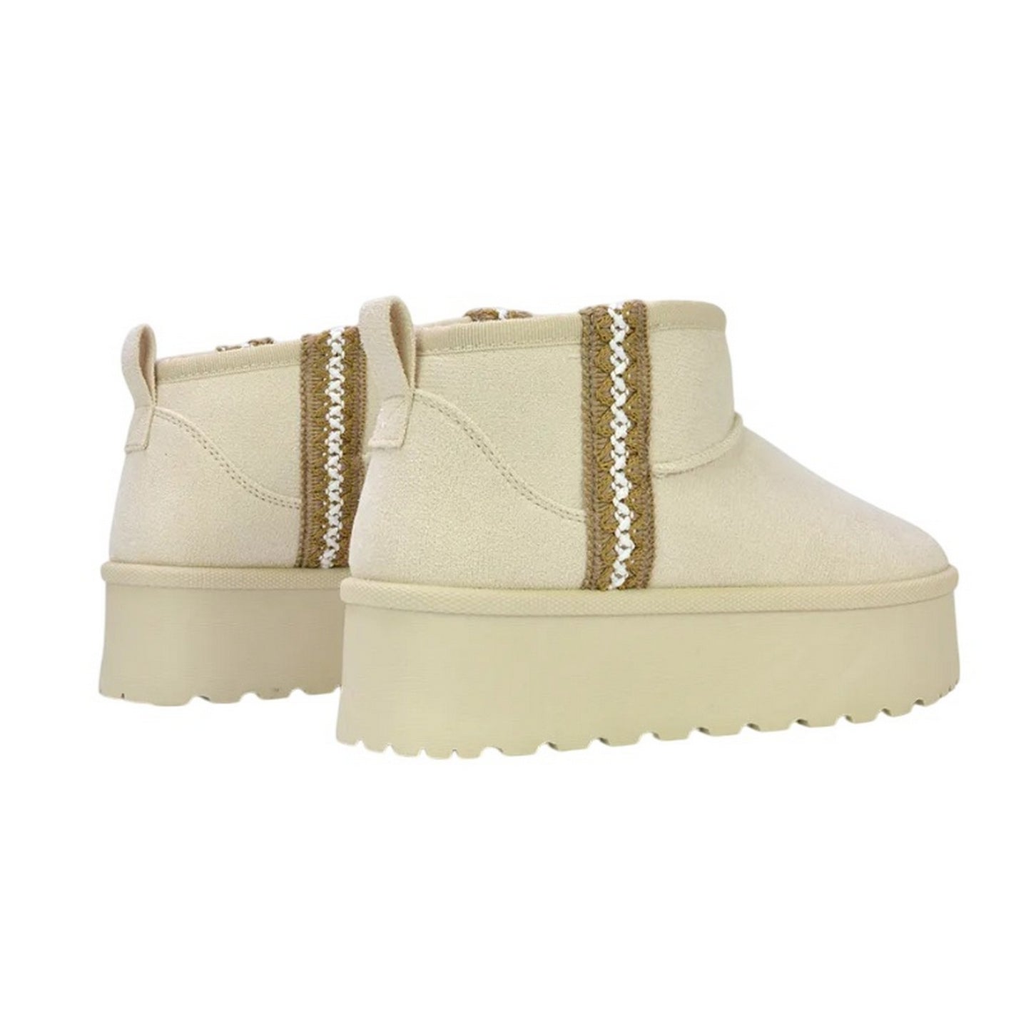 Cream - Back - XY London Womens-Ladies Thea Aztec Ankle Boots